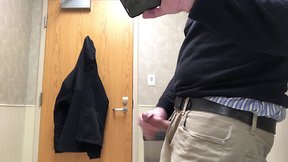 Public bathroom masturbation and ejaculation