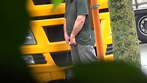 Great Compilation of Older Truckers Pissing in Public – scene 2