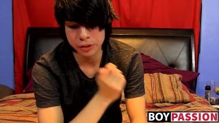 Teenage man tugs on his penis vigorously after freakish interview