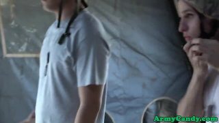 Darky soldier spitroasted outdoors