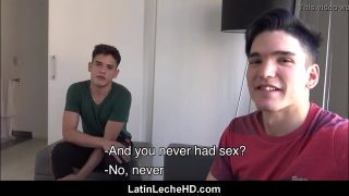 Latino twinks birthday surprise: first time anal on camera with boyfriend