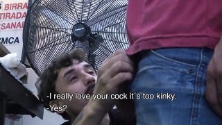 Latinleche sperm thirsty twink sucks a bartenders not cut pecker