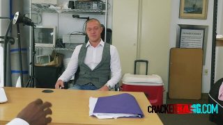 Russian model gets on his knees to suck and get hammered by huge darky prick