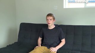 Auditioning ginger wanking off until ejaculation
