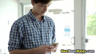 Boyfriend seduced by twinks sneaky charms: a hot bareback facial and rimming surprise